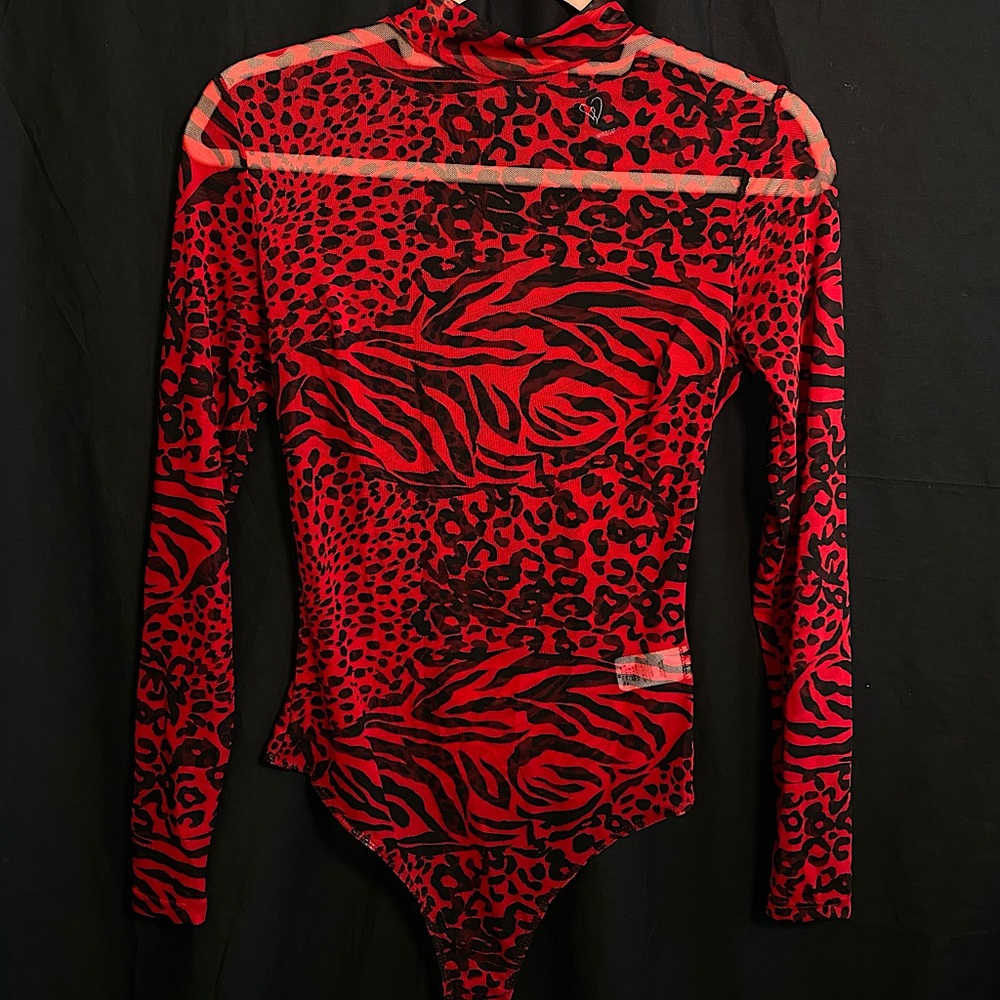 Windsor sexy red zebra mesh bodysuit 🦓 ♥️